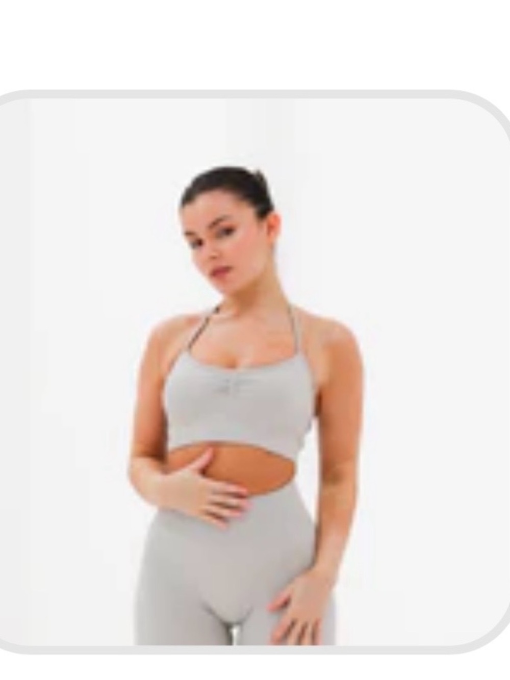 NWT Lazuli Label Seamless Light Gray Halter Sports Bra Size Small